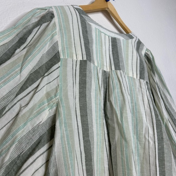 PLUS a.n.a Green Striped Linen Blouse - Picture 5 of 6
